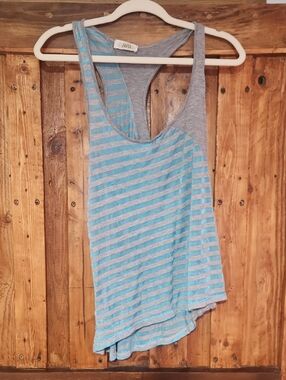 Sans Souci Blue & Gray Striped Racerback Tank